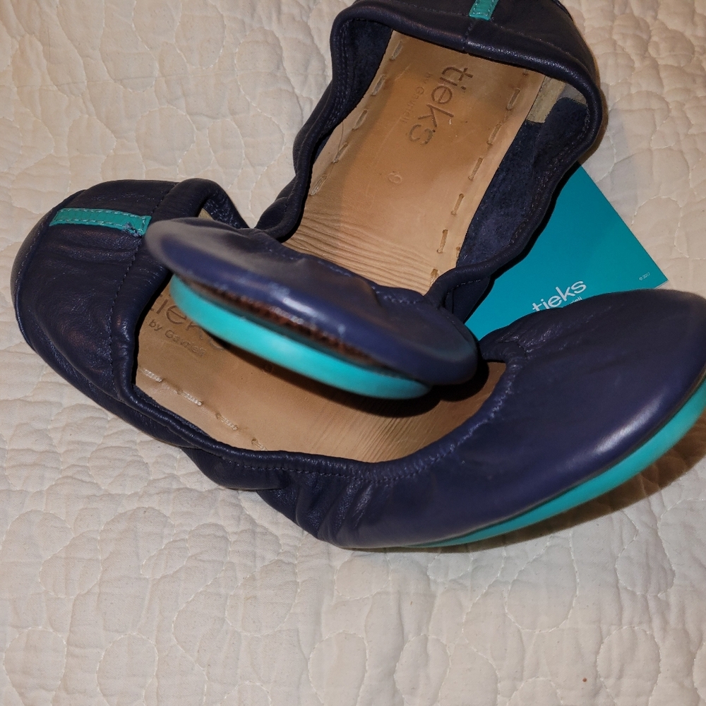 Tieks Navy Blue and Teal Flats. Inc, Tote size 9 - Picture 8 of 9